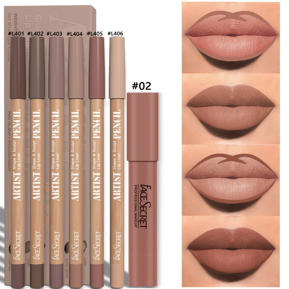 Conjunto Luxo para Lábios – 7 Itens Foscos e à Prova d’Água para Maquiagem Impecável o Dia Todo