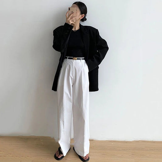 Blazer Feminino Preto com Botão Único – Office Fashion com Estilo Y2K e Toque Coreano