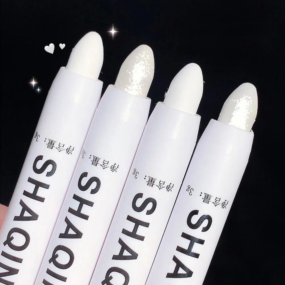 Bastão de Sombra e Iluminador 2 em 1 – Efeito Matte + Glow em Branco e Prata para Olhar Iluminado